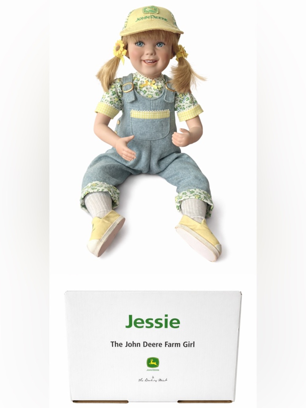 Danbury Mint John Deere "Jessie" Porcelain Collector Doll | Overalls Hat Sneaker